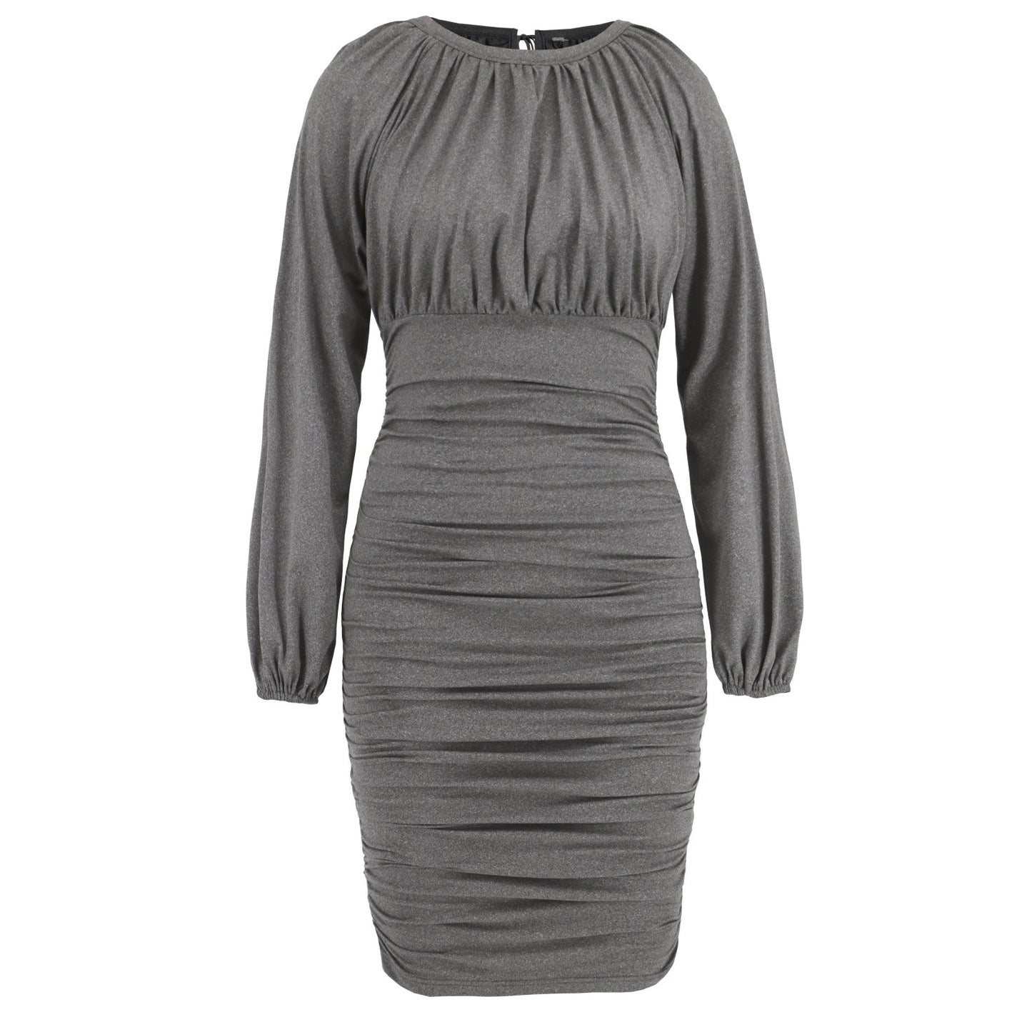 BamBam Women Sexy Lace-up Pleated Long Sleeve Dress - BamBam Clothing