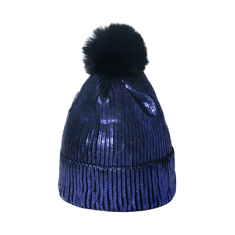 BamBam Autumn And Winter Shiny Woolen Hat Hip-Hop Street Fur Ball Knitting Hat For Men And Women - BamBam