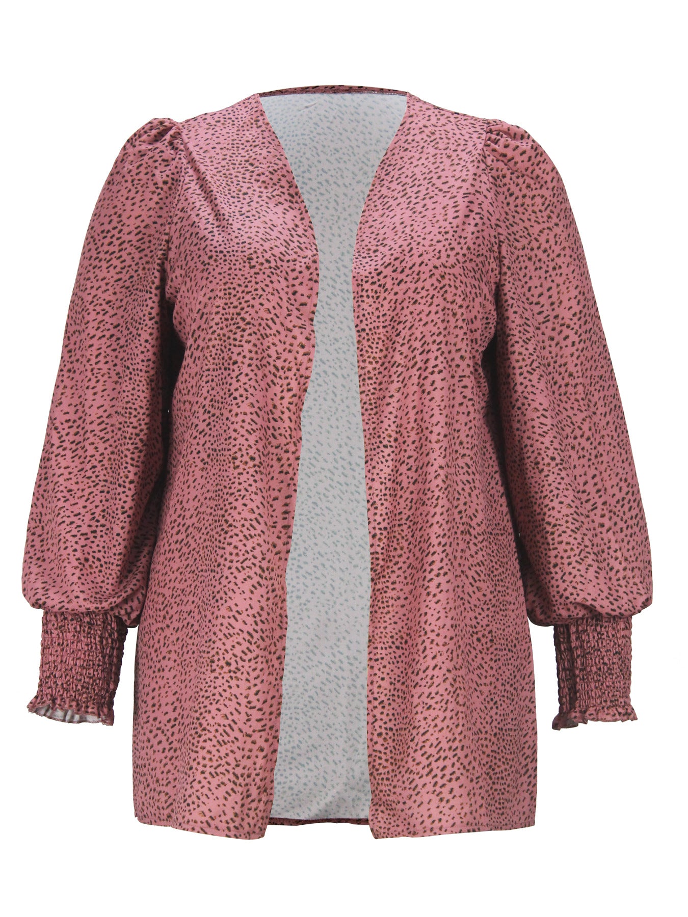 BamBam Plus Size Women French Leopard Print Cardigan Jacket - BamBam