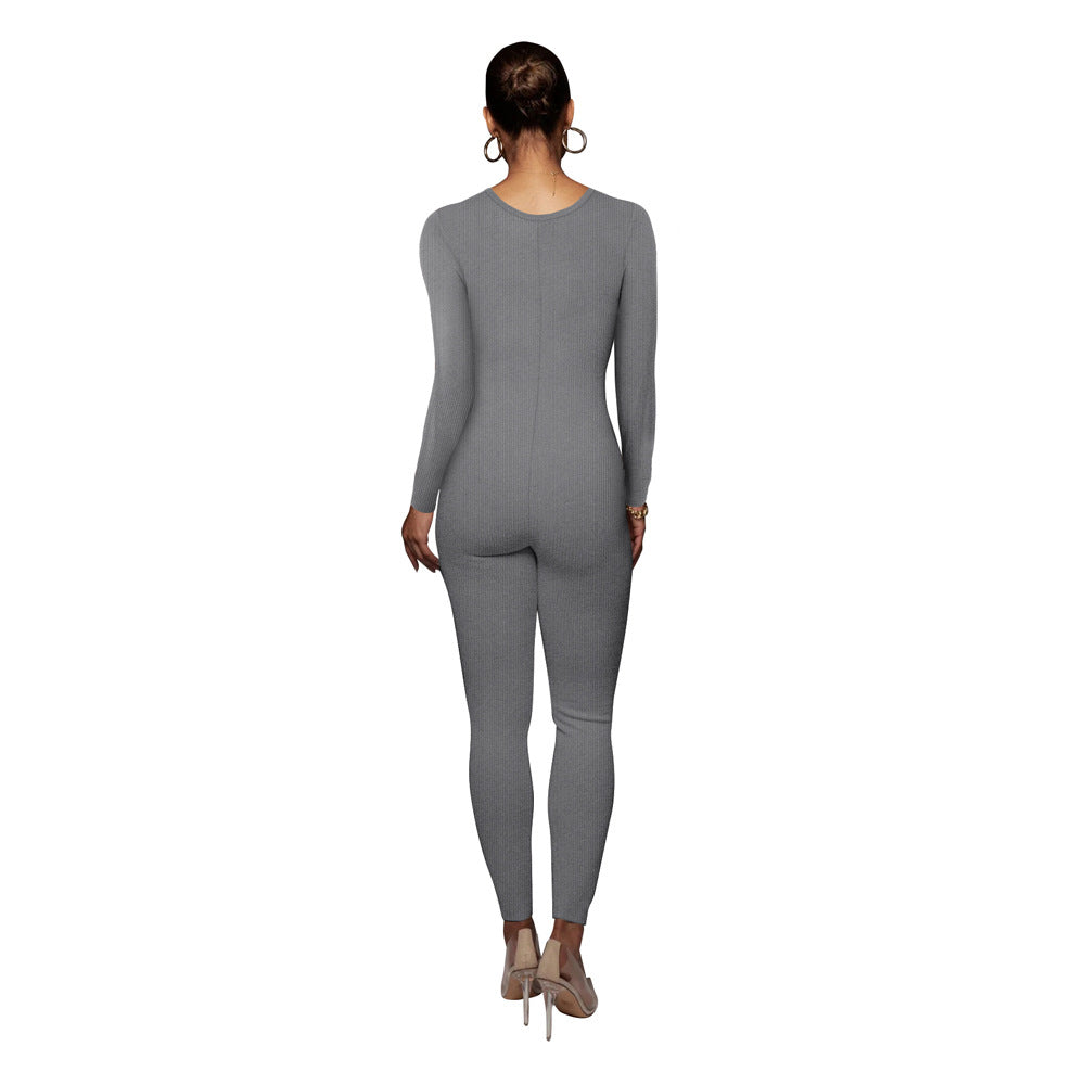 BamBam Women's U-Neck Yoga Sports Rib Jumpsuit - BamBam Clothing