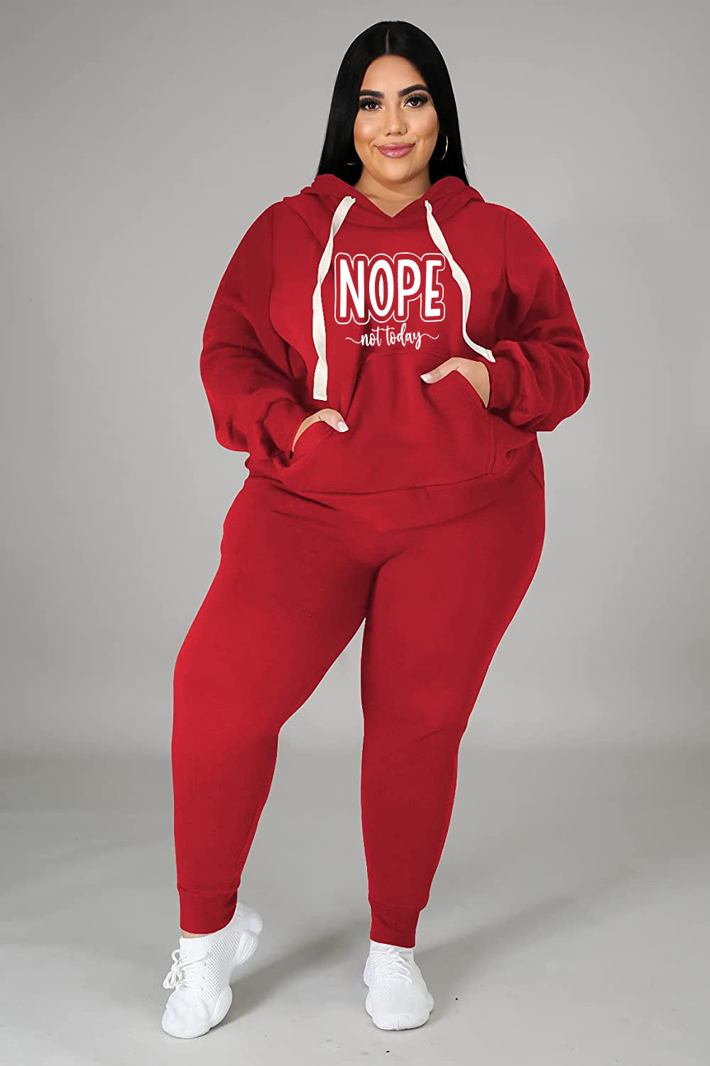 BamBam Plus Size Women's Sports Hoodies Casual Two-Piece Tracksuit Set - BamBam