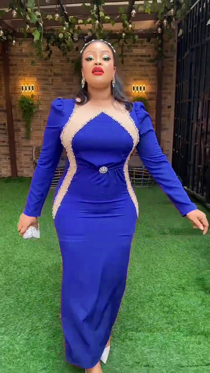 BamBam Africa Plus Size Women Long Sleeve Slit Dress - BamBam