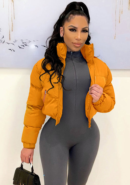 Women Winter Casual Solid Padded Jacket