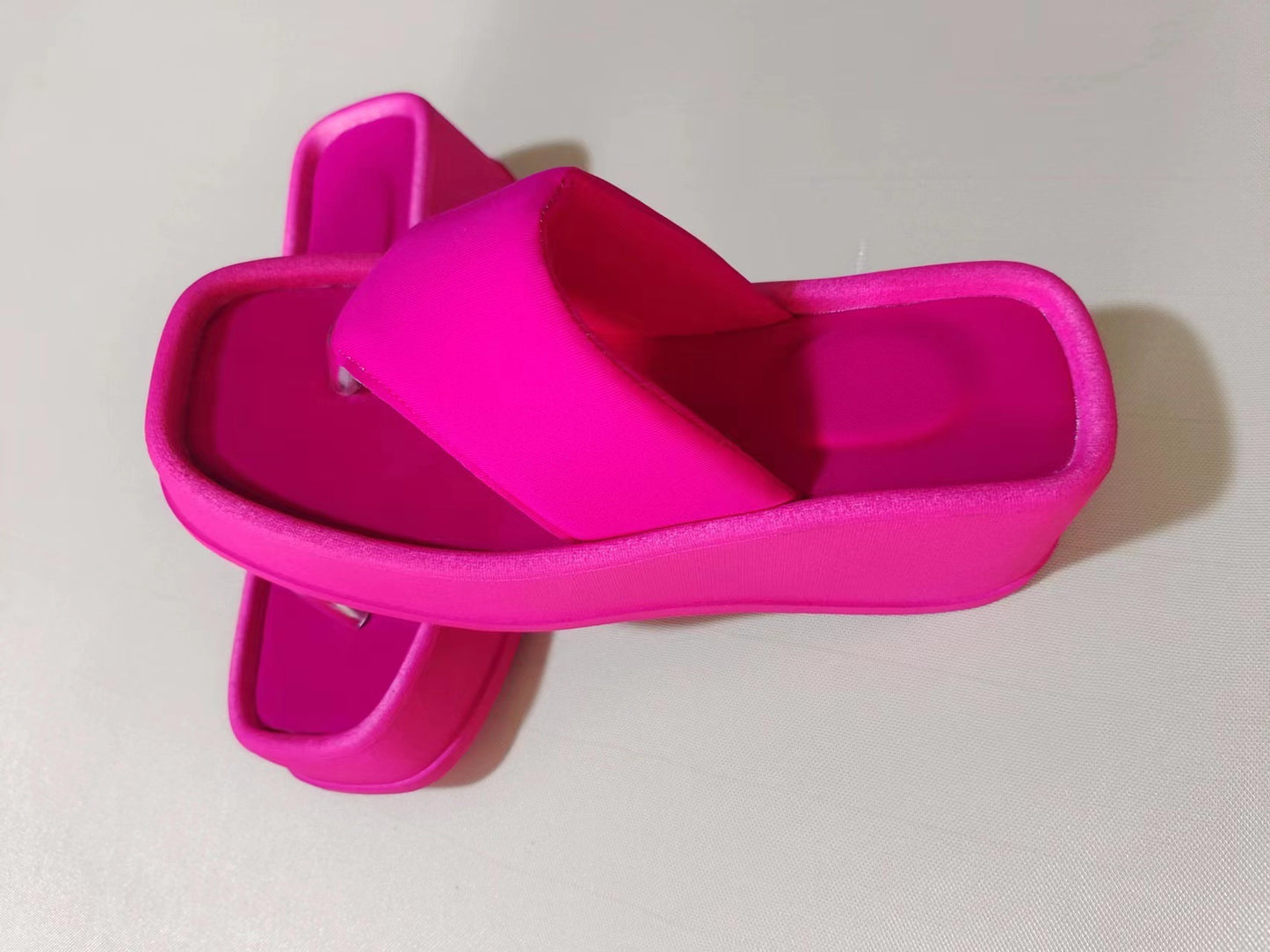 BamBam Summer Platform Square Toe Slippers Fashion Plus Size Women's Sandals Platform Flip Flops - BamBam