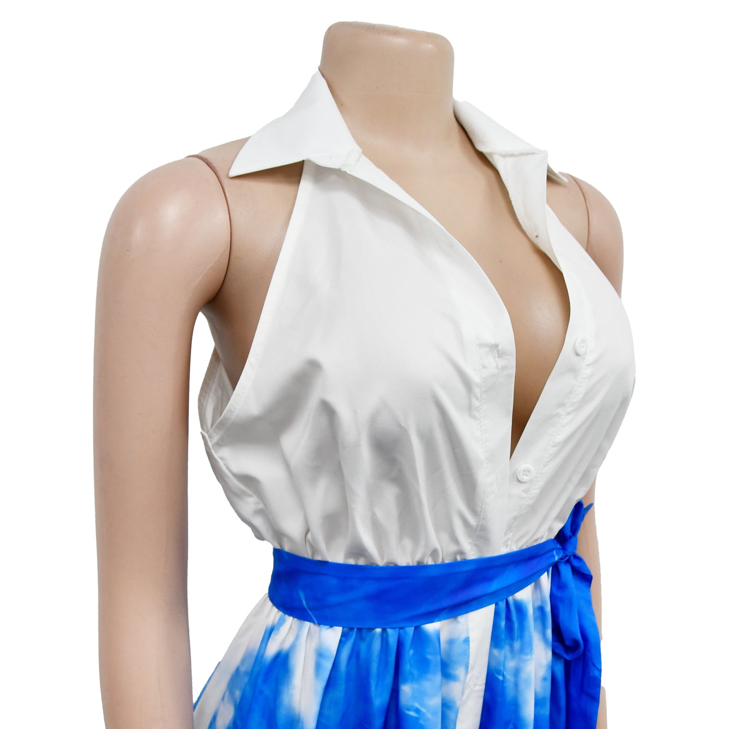 BamBam Women's Fashion Printed Sleeveless V-Neck Belted Maxi Dress For Women - BamBam