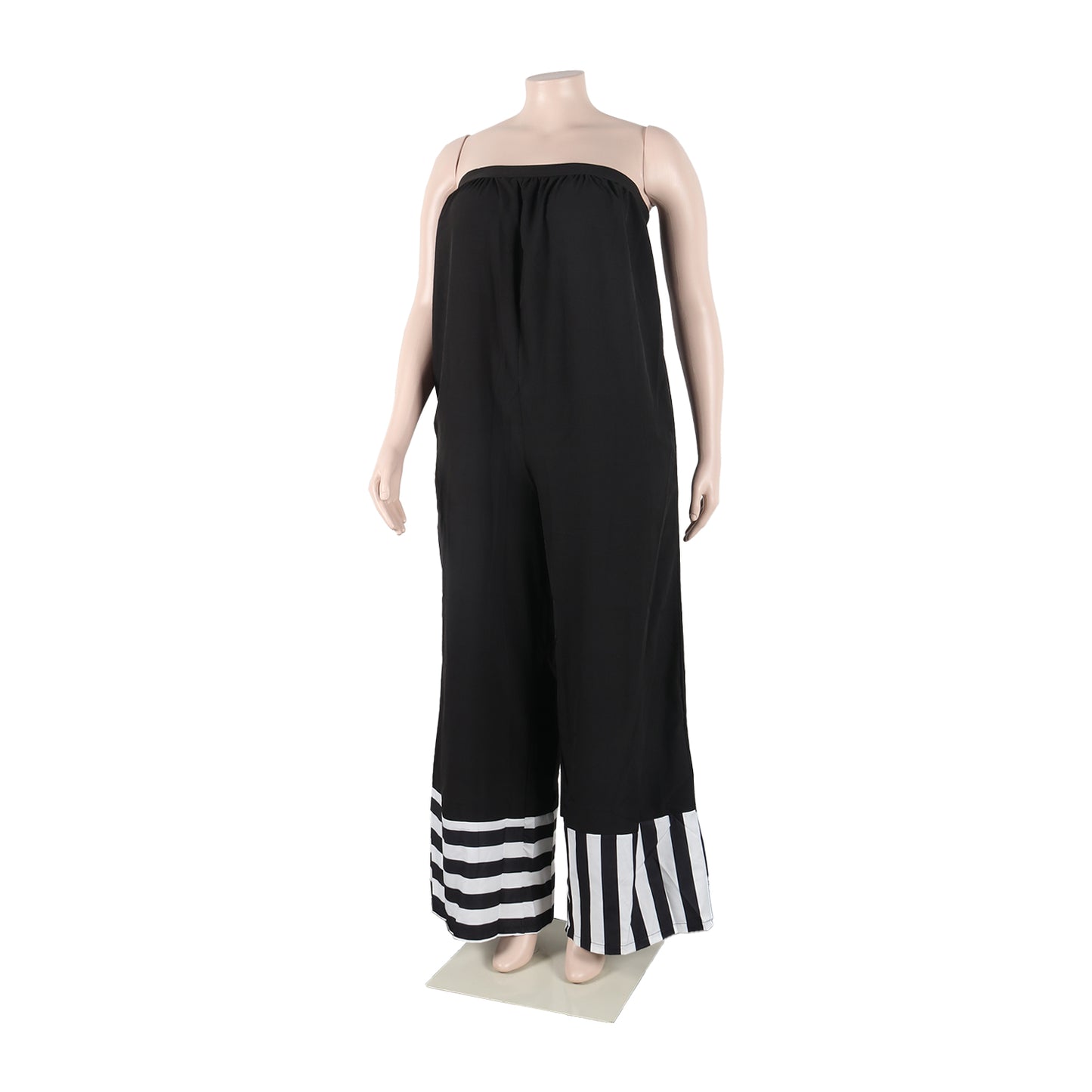 BamBam Women Casual Patchwork Stripe Print ColorBlock Jumpsuit - BamBam Clothing