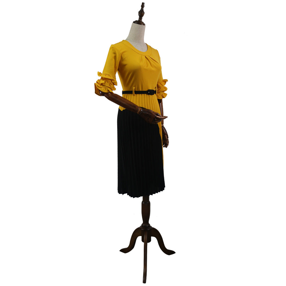 BamBam Women's Africa Plus Size Bell Bottom Sleeve Color Block Dress - BamBam