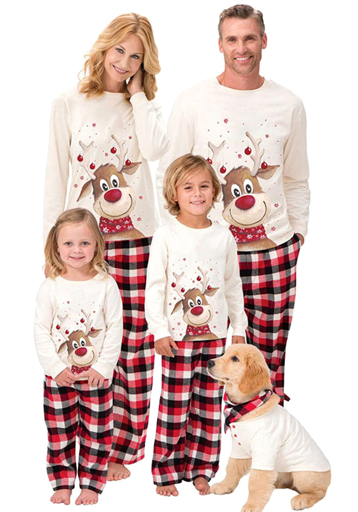 Christmas Elk Print Parent-Child Wear Long-Sleeved Pajamas Set Home Wear Family Outfits