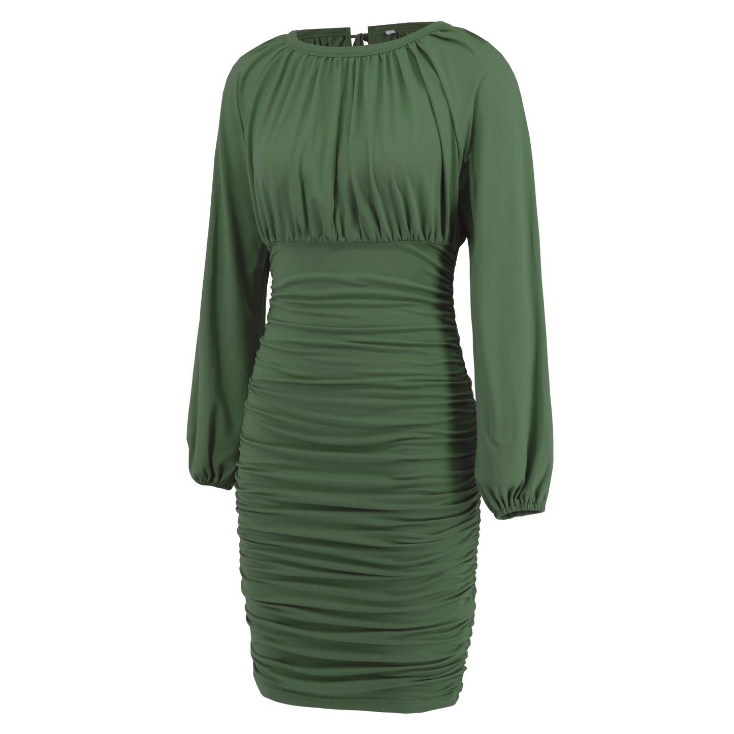 BamBam Women Sexy Lace-up Pleated Long Sleeve Dress - BamBam Clothing