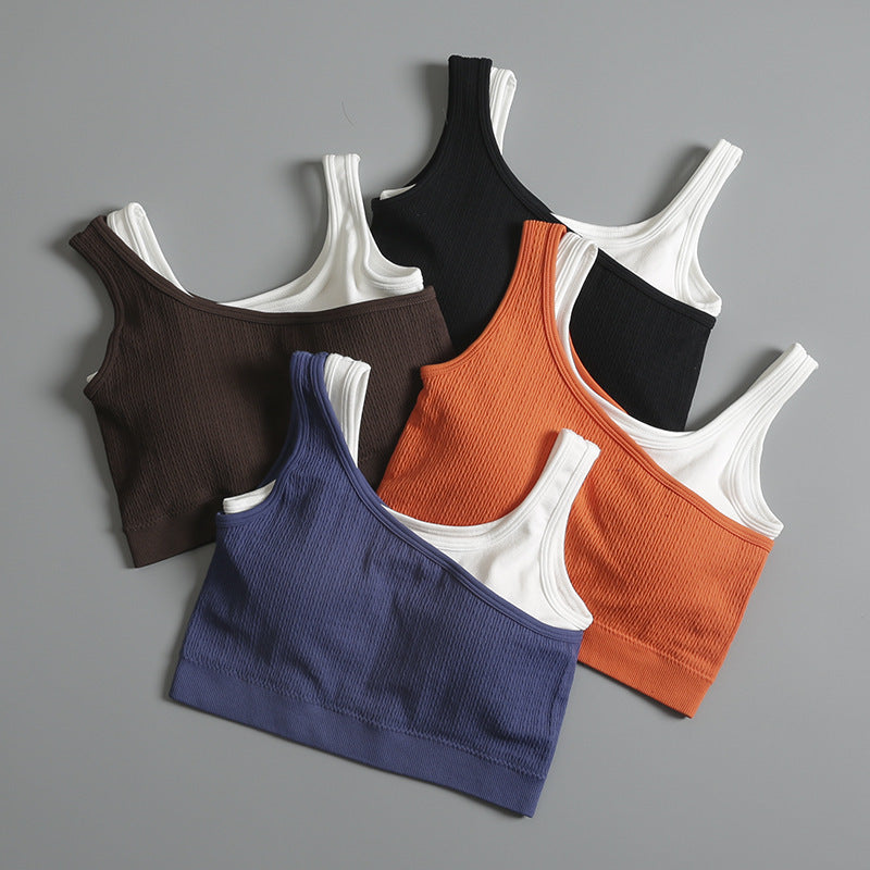 BamBam Women Yoga Sports Contrast Color Vest Fitness Running Bra - BamBam