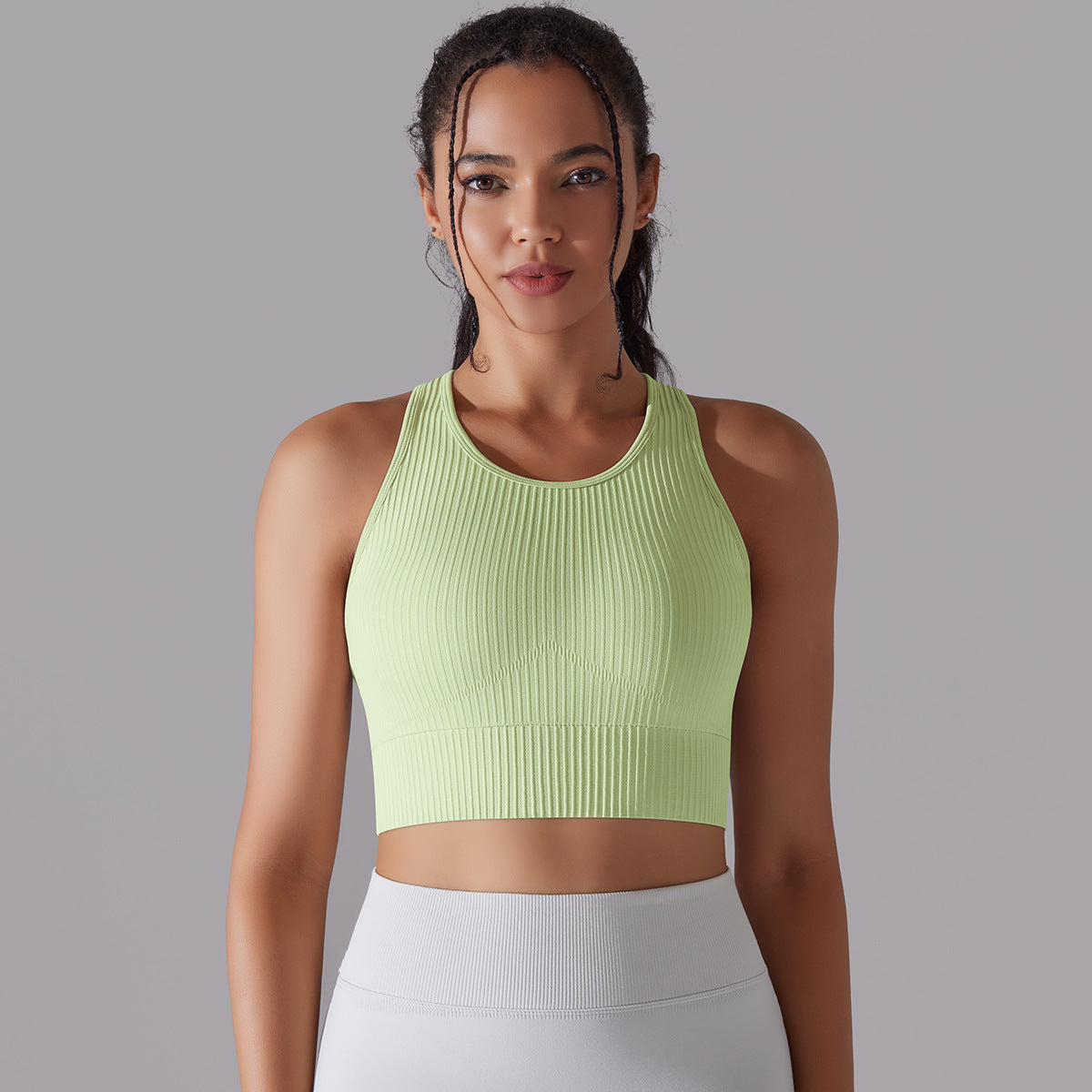 BamBam Women Seamless Knitting Solid Yoga Bra Running Tank Top - BamBam