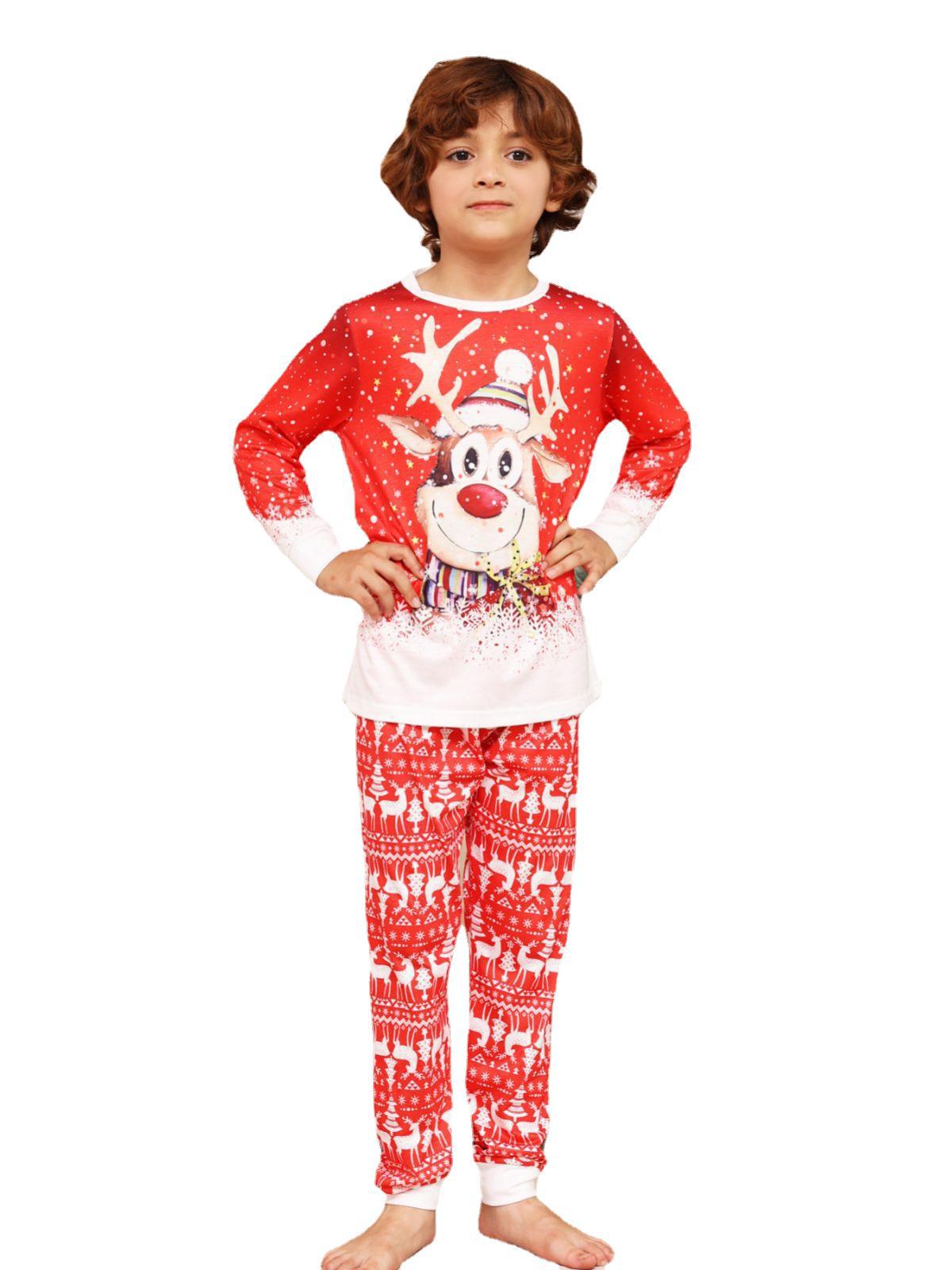 BamBam Cartoon Snowflake Deer Printed Christmas Parent-Child Pajamas Home Clothes - BamBam