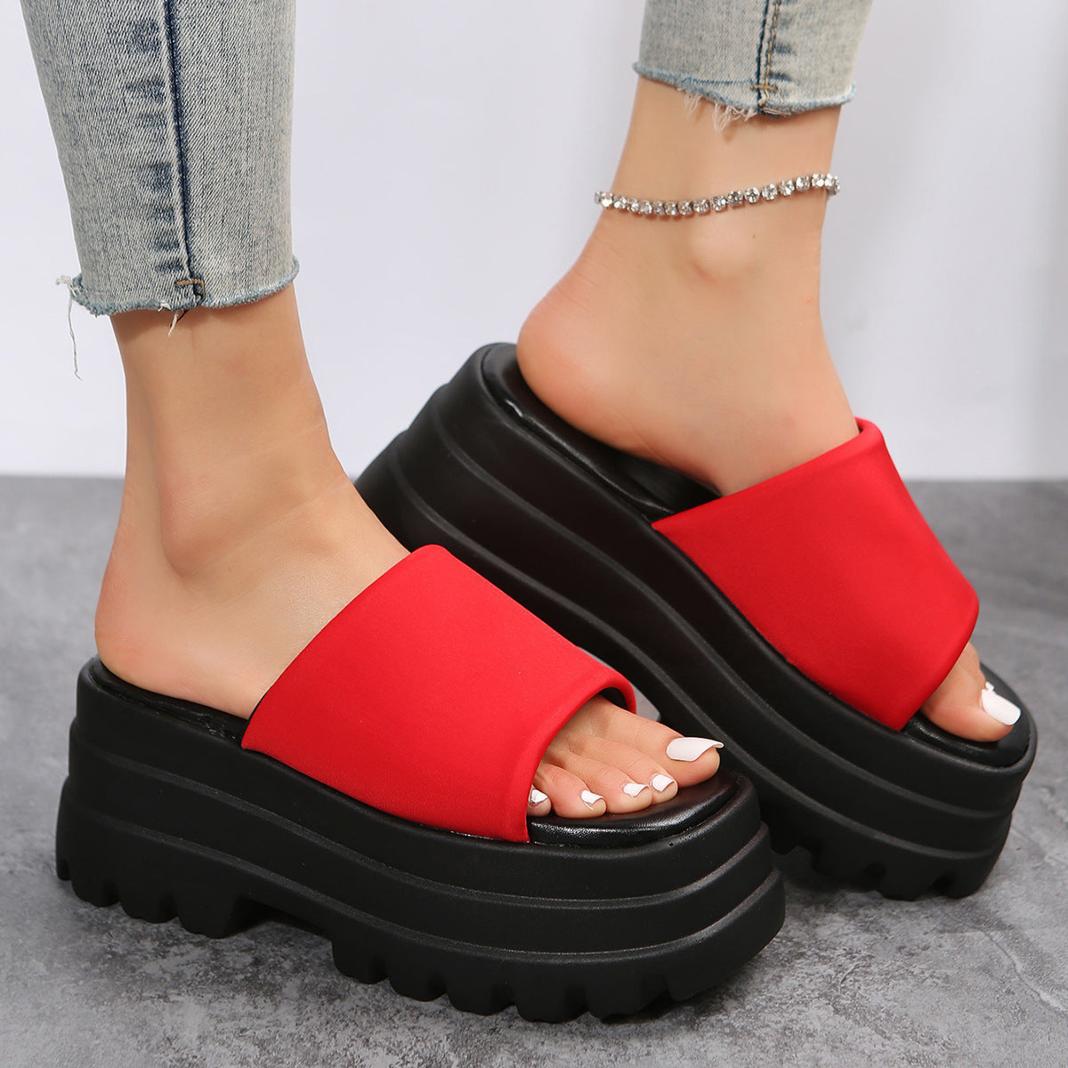 BamBam Summer Style Open Toe Wedge Sandals And Slippers Women's Platform Bottom Sandals Thick Bottom Slippers Outdoor - BamBam