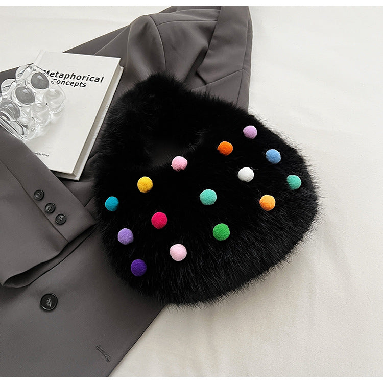 BamBam Colorful Autumn And Winter Fur Plush Handbags - BamBam
