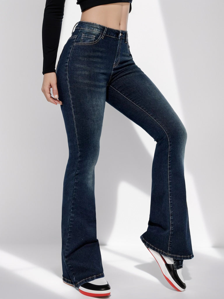 BamBam Women Stretch Bell-Bottom Denim Pants - BamBam