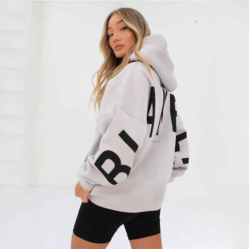 BamBam Women Printed Long Sleeve Loose Hoodies - BamBam