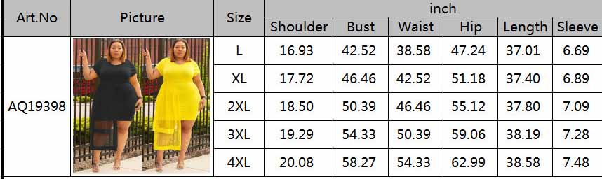 BamBam Round Neck Mesh Patchwork Plus Size Women's Short Sleeve Irregular See-Through Dress - BamBam Clothing