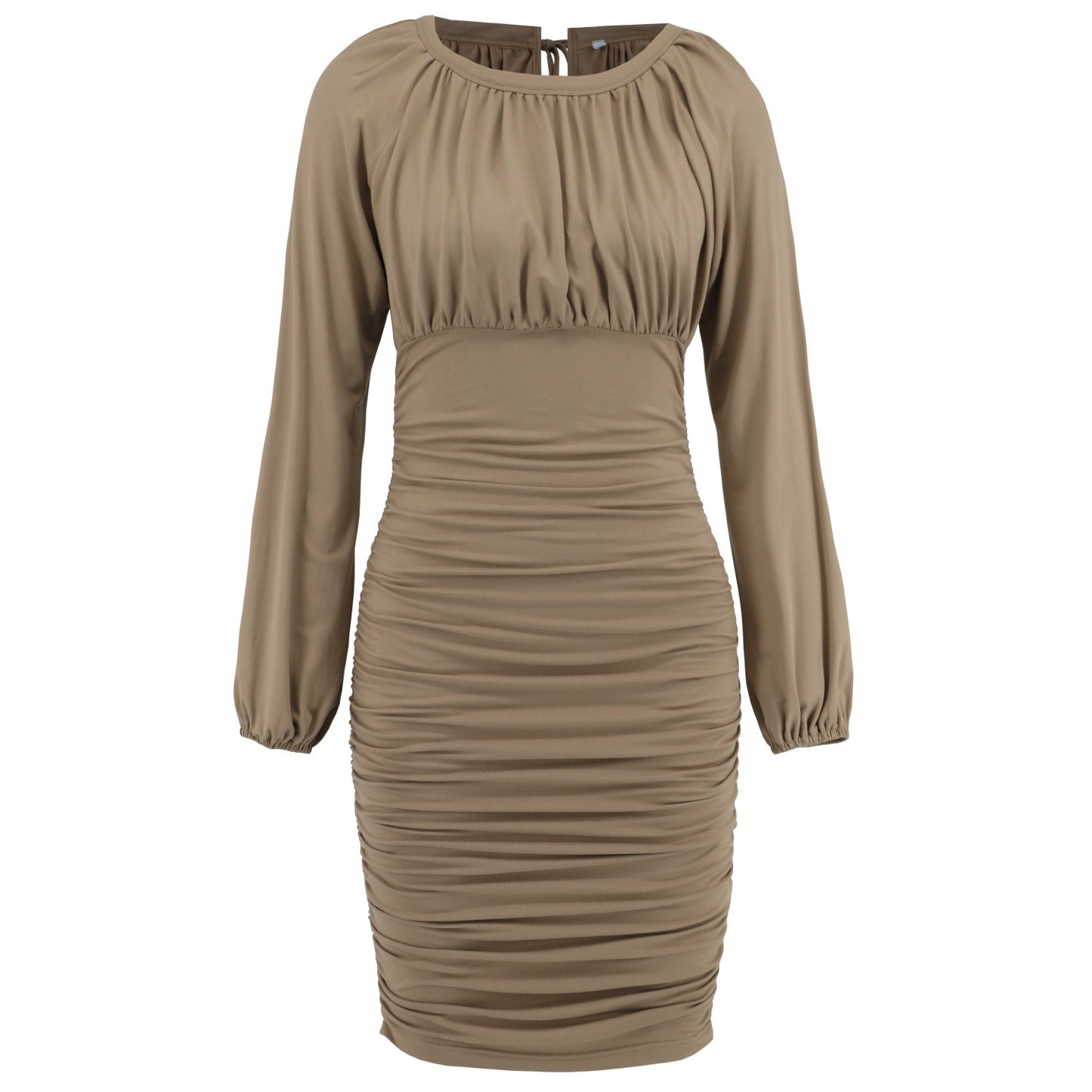 BamBam Women Sexy Lace-up Pleated Long Sleeve Dress - BamBam Clothing