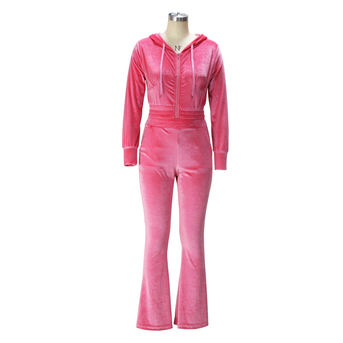 BamBam Spring And Autumn Women's Fashion Casual Zipper Sexy Tracksuit Hoodies Pants Two-Piece Set - BamBam