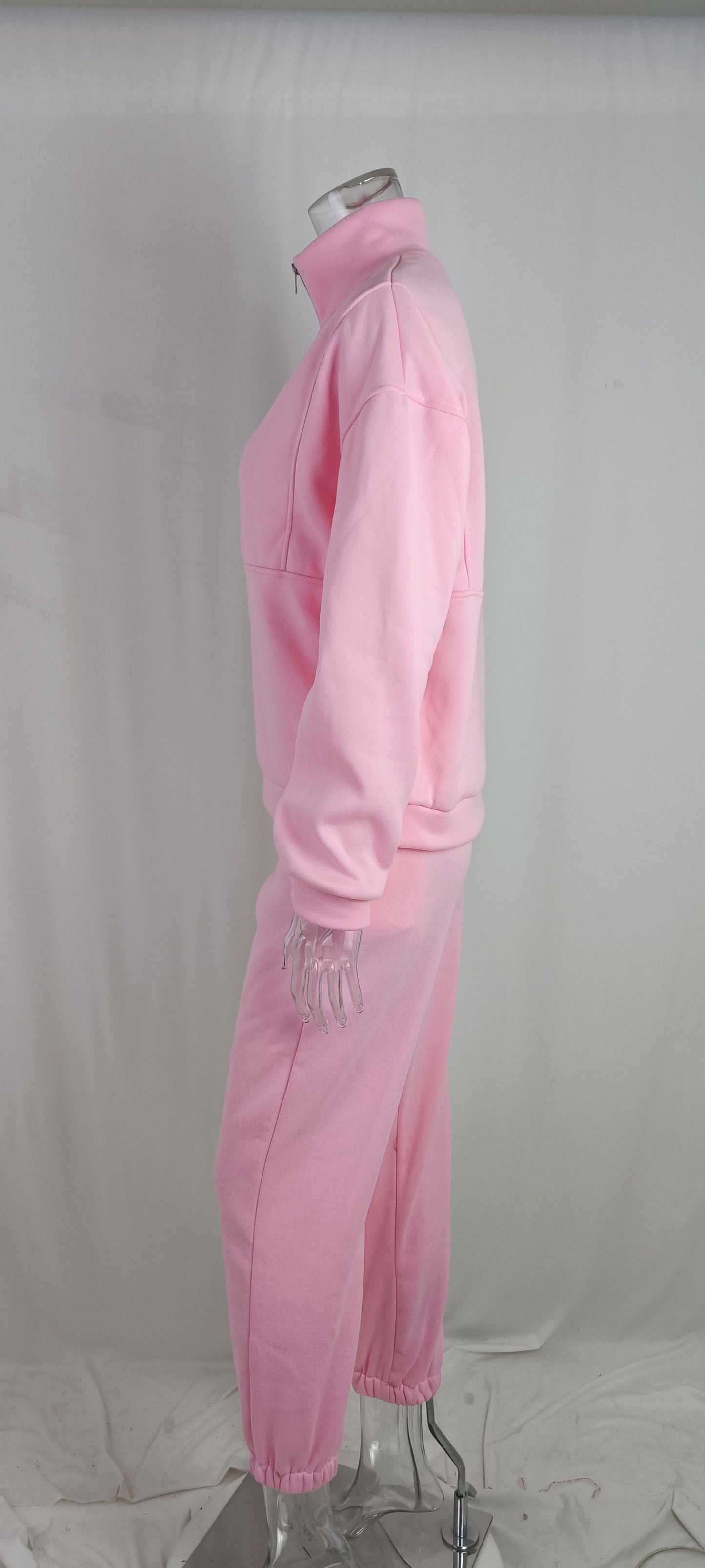 BamBam Women Fleece Long Sleeve Zipper Top and Pant Sports Casual Two-piece Set - BamBam