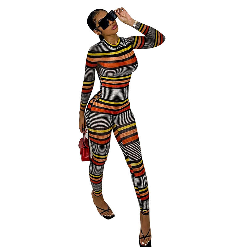 BamBam Fashionable Women's Sexy Casual Stripe Jumpsuit - BamBam Clothing