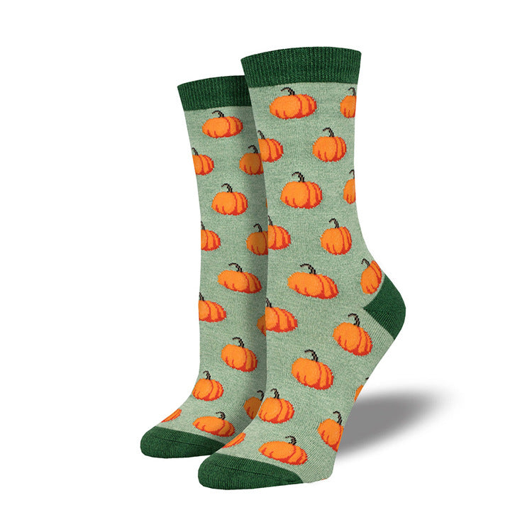 BamBam Halloween Creative Funny Pumpkin Jacquard Trendy Socks For Men And Women Mid-Calf Socks - BamBam