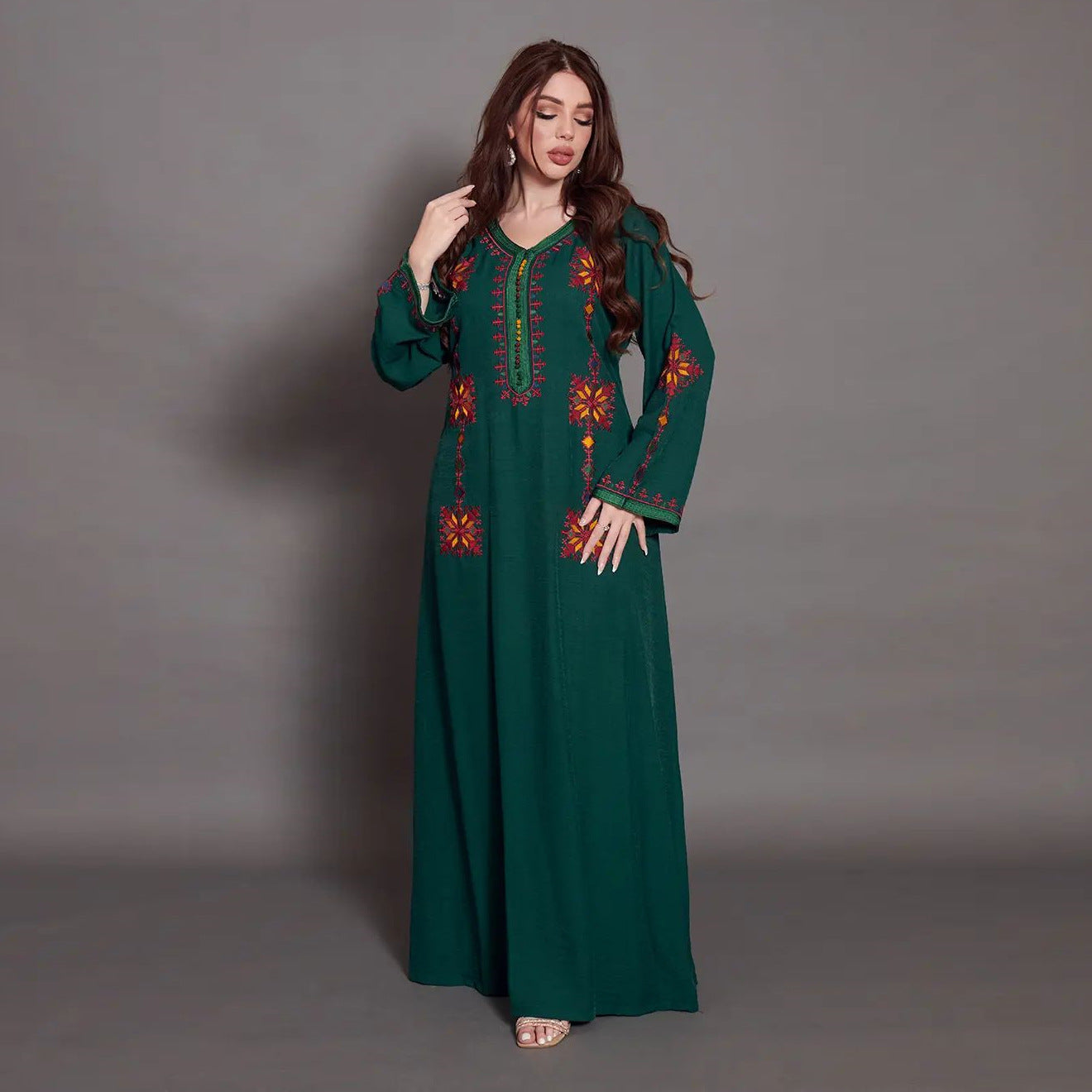 BamBam Muslim Women's Abaya Embroidered Abaya Dress Dubai Long Dress - BamBam