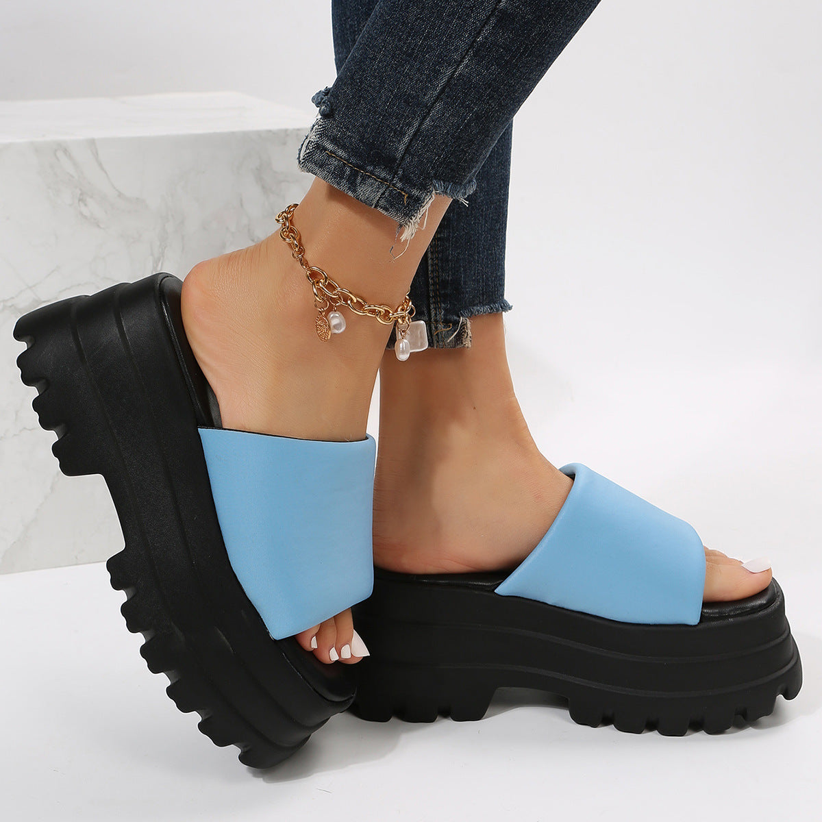 BamBam Summer Style Open Toe Wedge Sandals And Slippers Women's Platform Bottom Sandals Thick Bottom Slippers Outdoor - BamBam