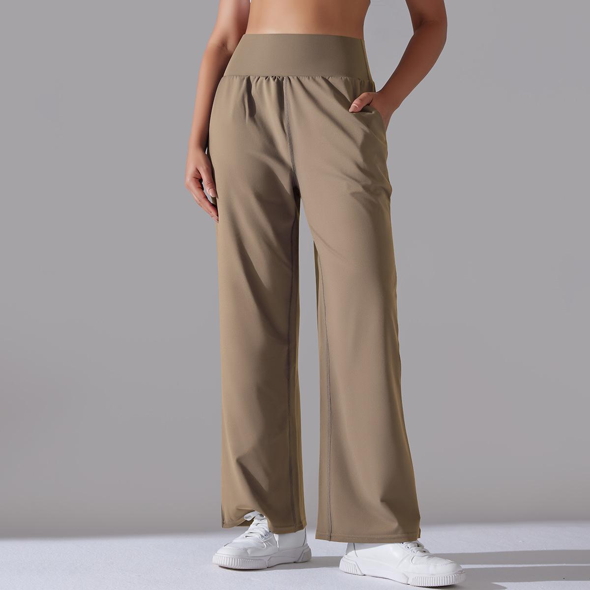 BamBam Women Sports Casual Loose Yoga Pants Pocket High Waist Wide Leg Pants - BamBam