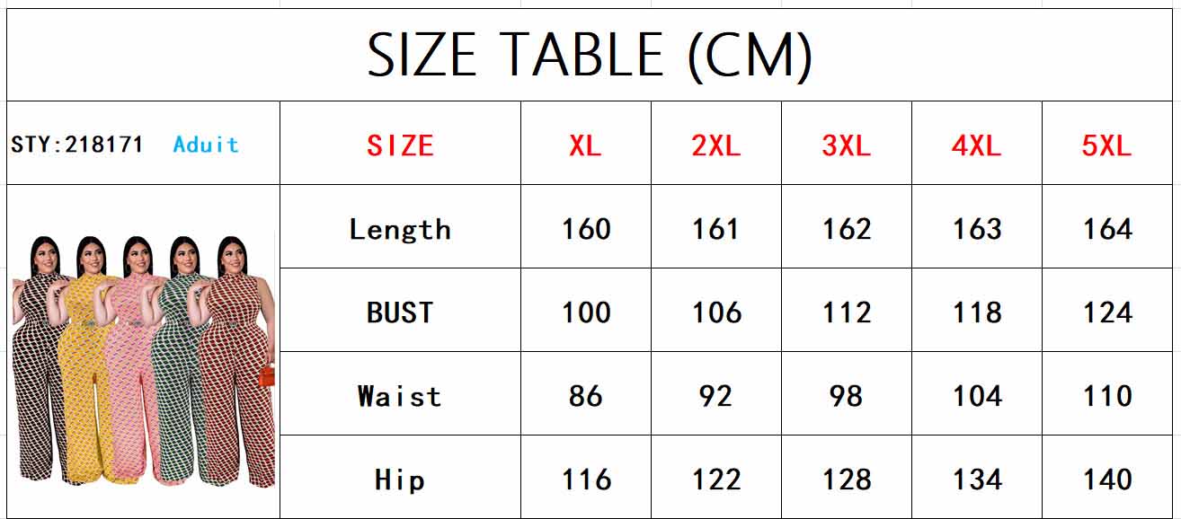 BamBam Plus Size Women Clothes Elegant Plaid Stand Collar Sleeveless Wide Leg Jumpsuit - BamBam Clothing