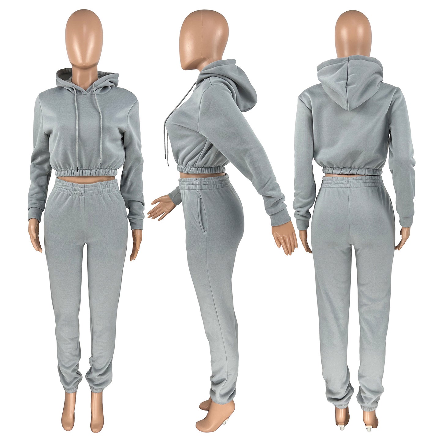 BamBam Women's Spring And Winter Velvet Sports Casual Hoodies Jogging Pants Two-Piece Set - BamBam