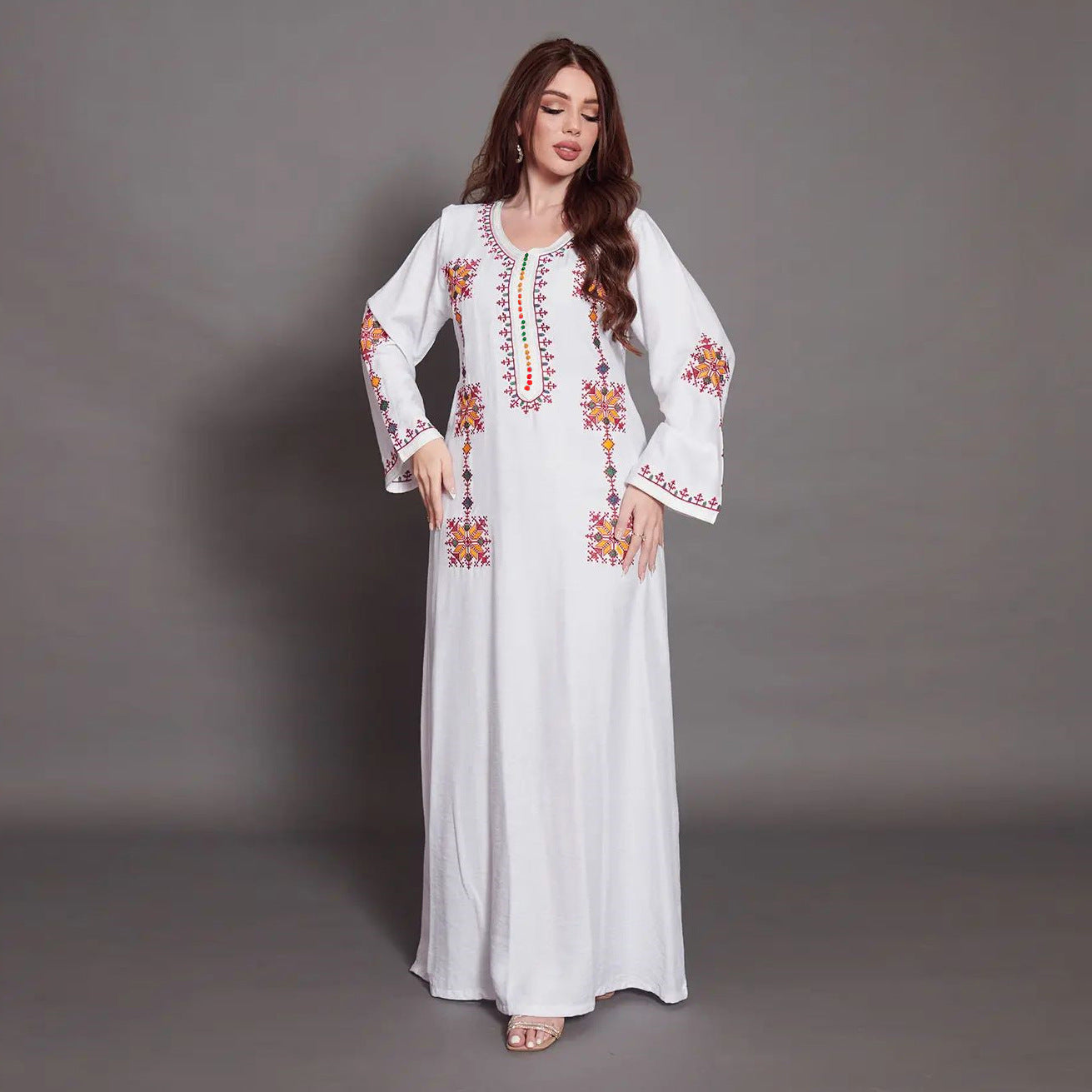 BamBam Muslim Women's Abaya Embroidered Abaya Dress Dubai Long Dress - BamBam