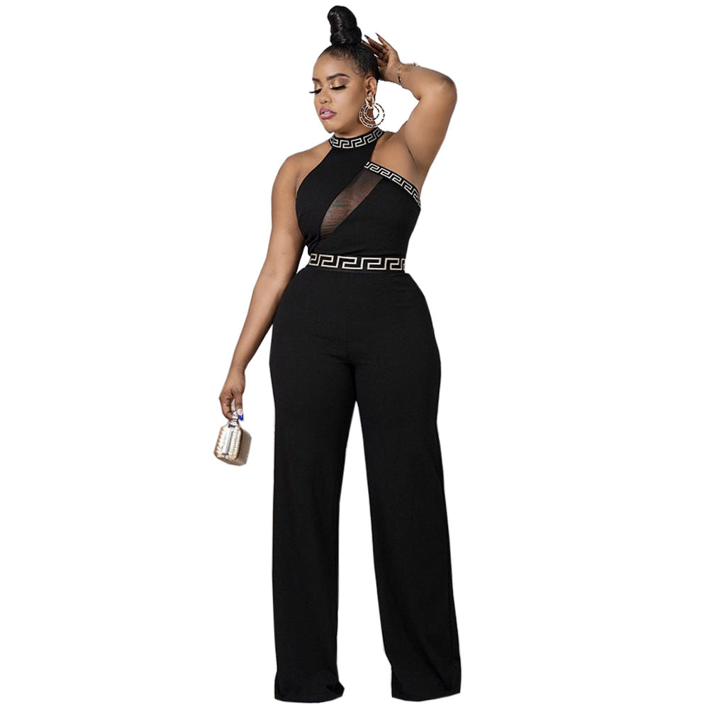 BamBam Women Sleeveless Mesh Sexy Bell Bottom Jumpsuit - BamBam Clothing