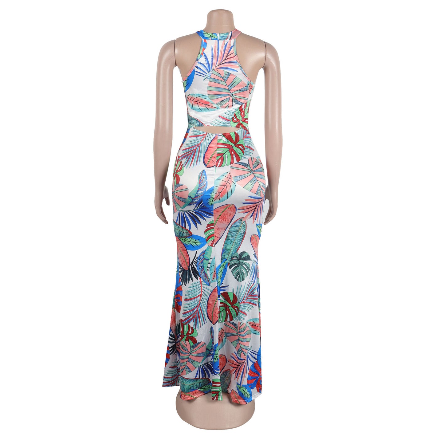 BamBam Women Sexy Printed Sleeveless Cutout Round Neck Bodycon Dress - BamBam Clothing