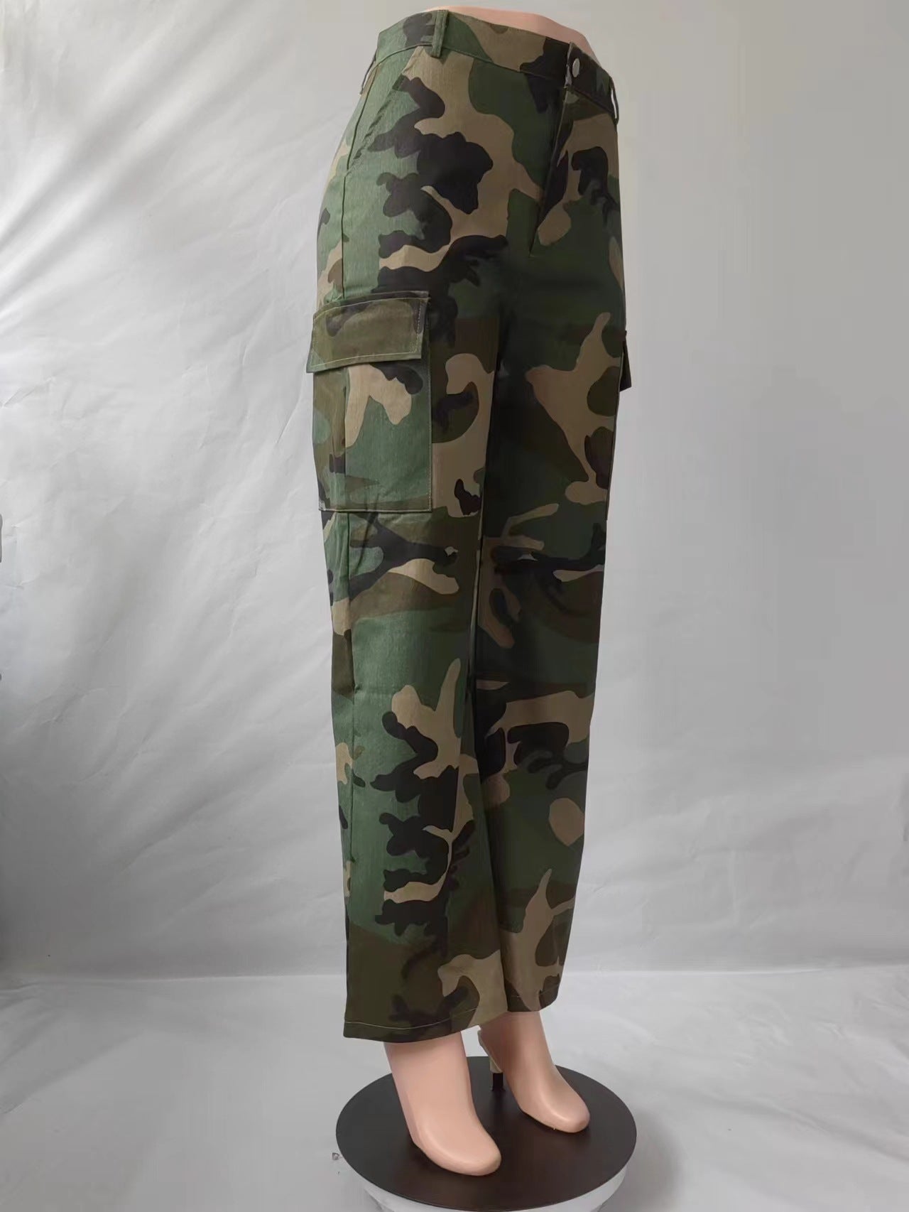 BamBam Women's Autumn Fashion Casual High Waist Straight Camouflage Pants - BamBam