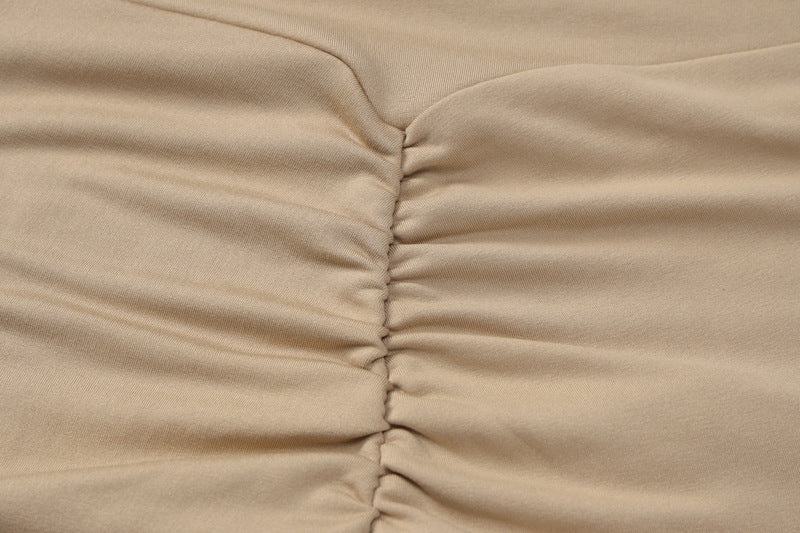 BamBam Autumn U-Neck Long-Sleeved Pleated Crop Top Butt Lift Bell Bottom Pants Two Piece Set - BamBam