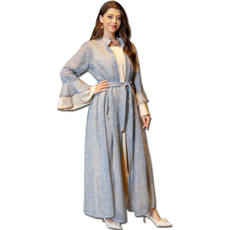 BamBam Evening Dress Muslim Ladies Ruffle Sleeve Dress Abaya Robe - BamBam