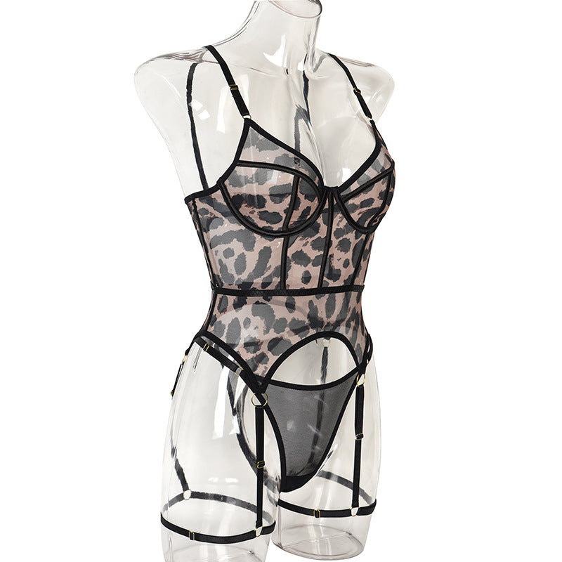 BamBam Women Fashion Leopard Print Sexy Lingerie Set - BamBam