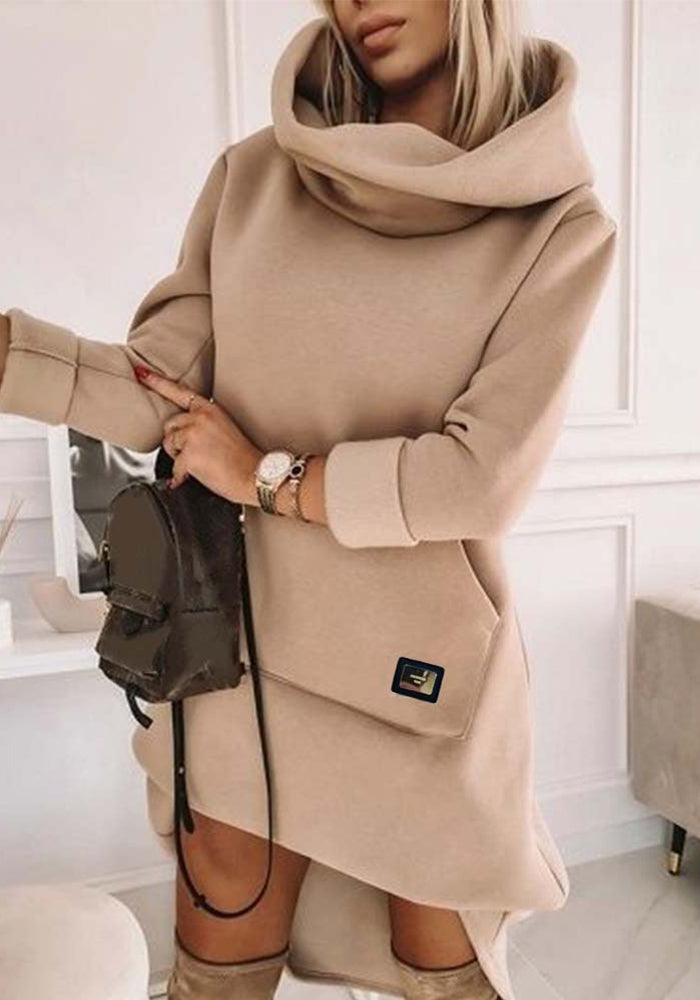 Women Long Sleeve Turtleneck Hoodies Dress