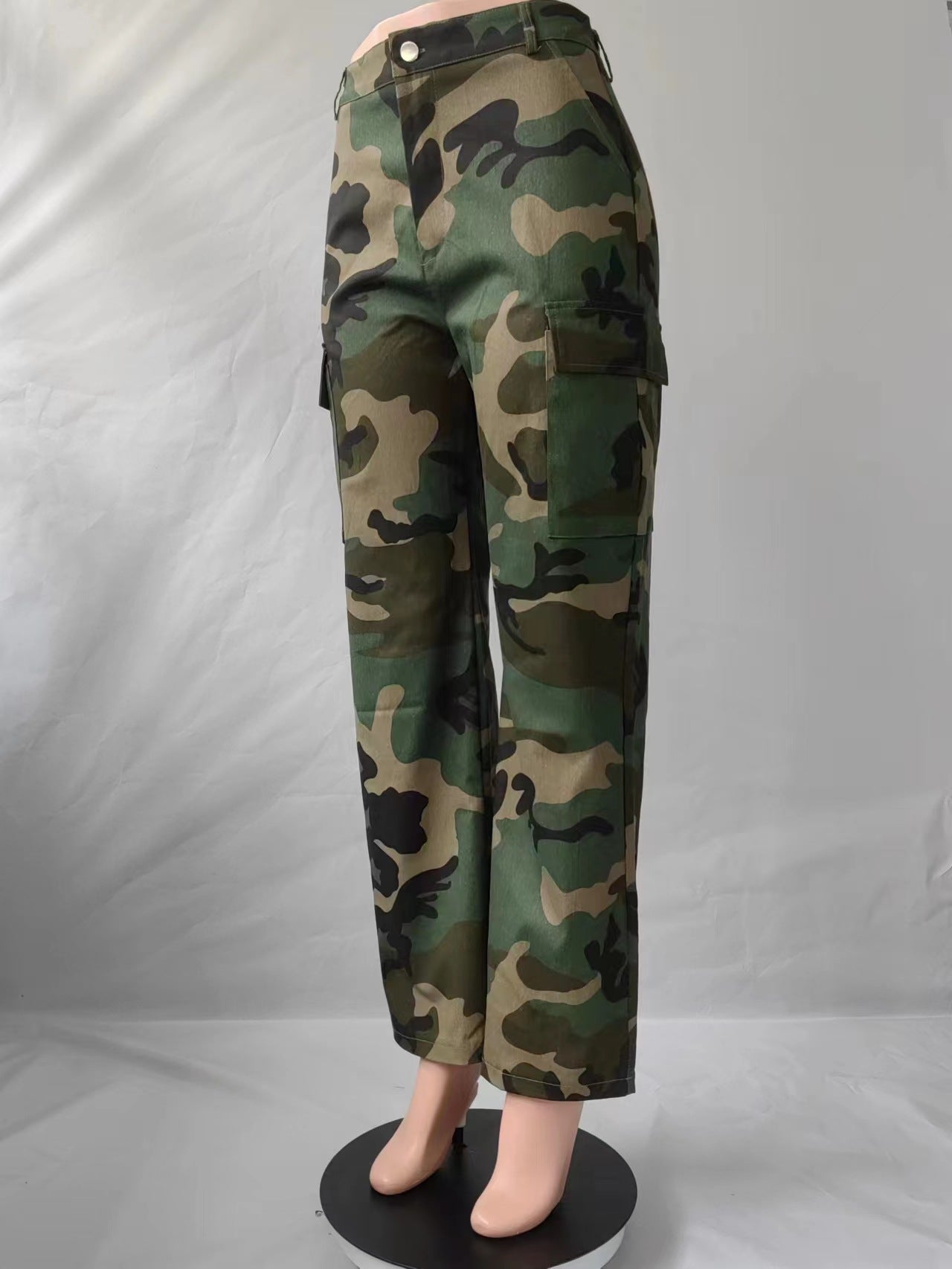 BamBam Women's Autumn Fashion Casual High Waist Straight Camouflage Pants - BamBam