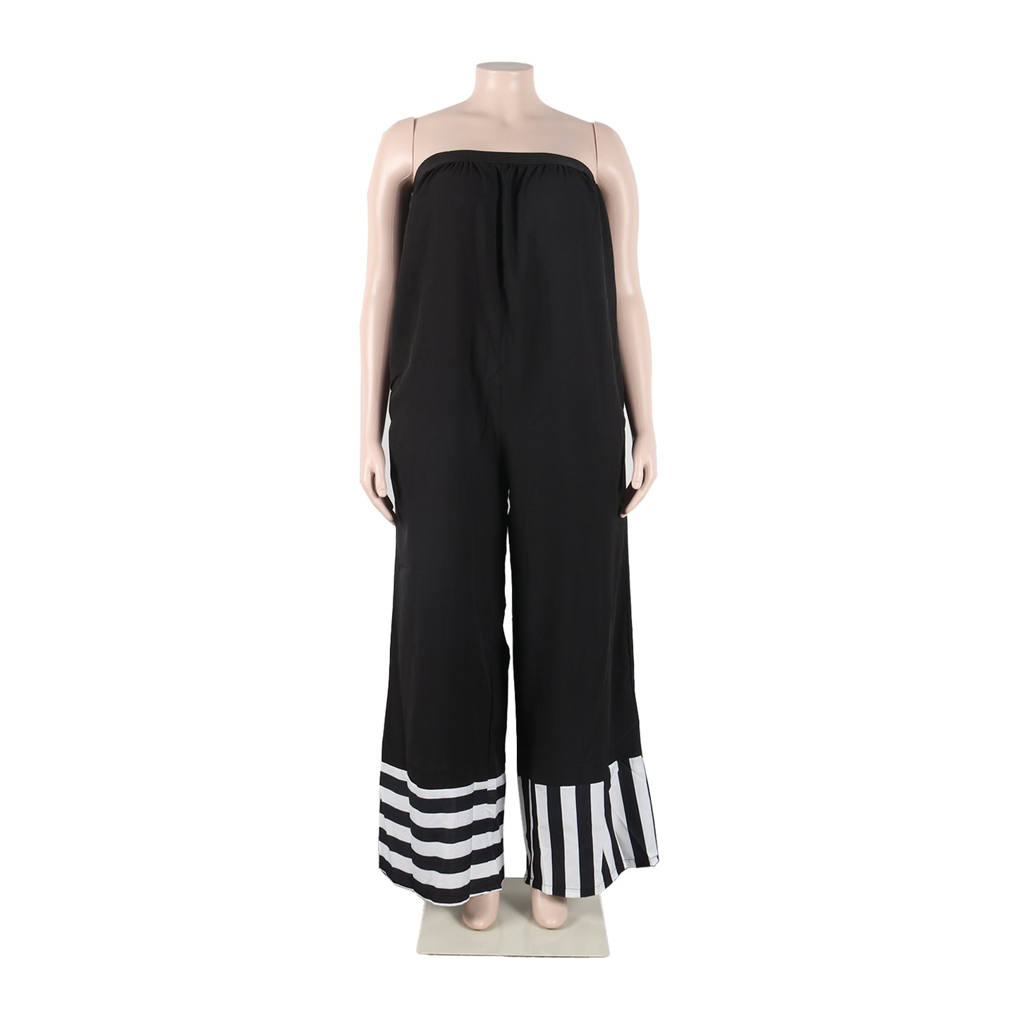 BamBam Women Casual Patchwork Stripe Print ColorBlock Jumpsuit - BamBam Clothing