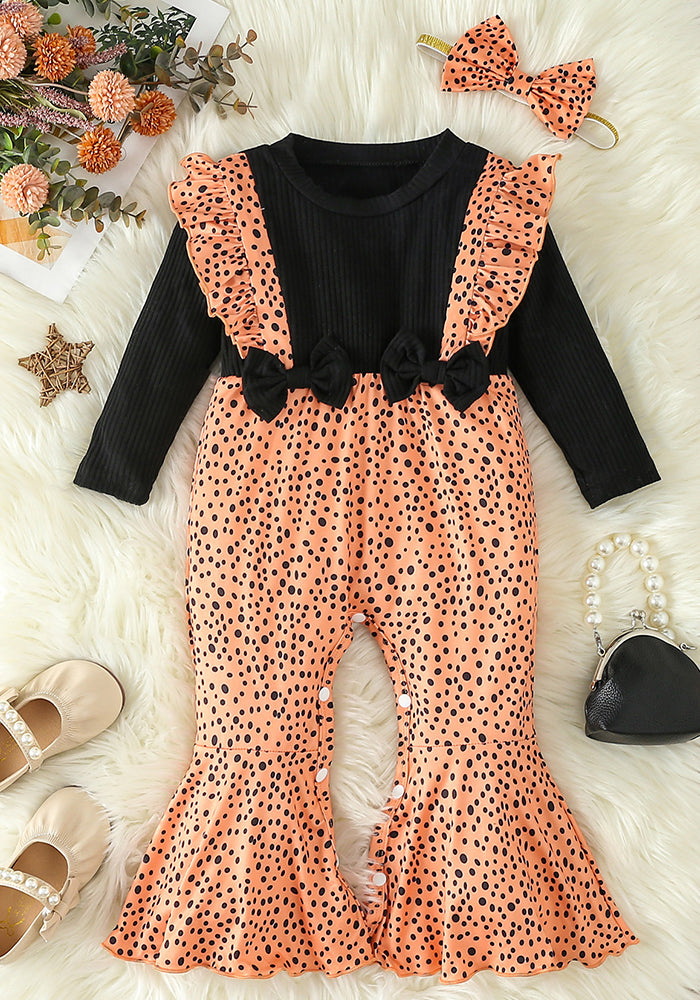 Autumn Baby Girl Long Sleeve Polka Dot Romper