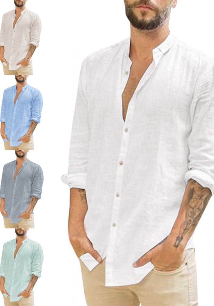 Men's Loose  Business Long Sleeve Turndown Collar Shirt