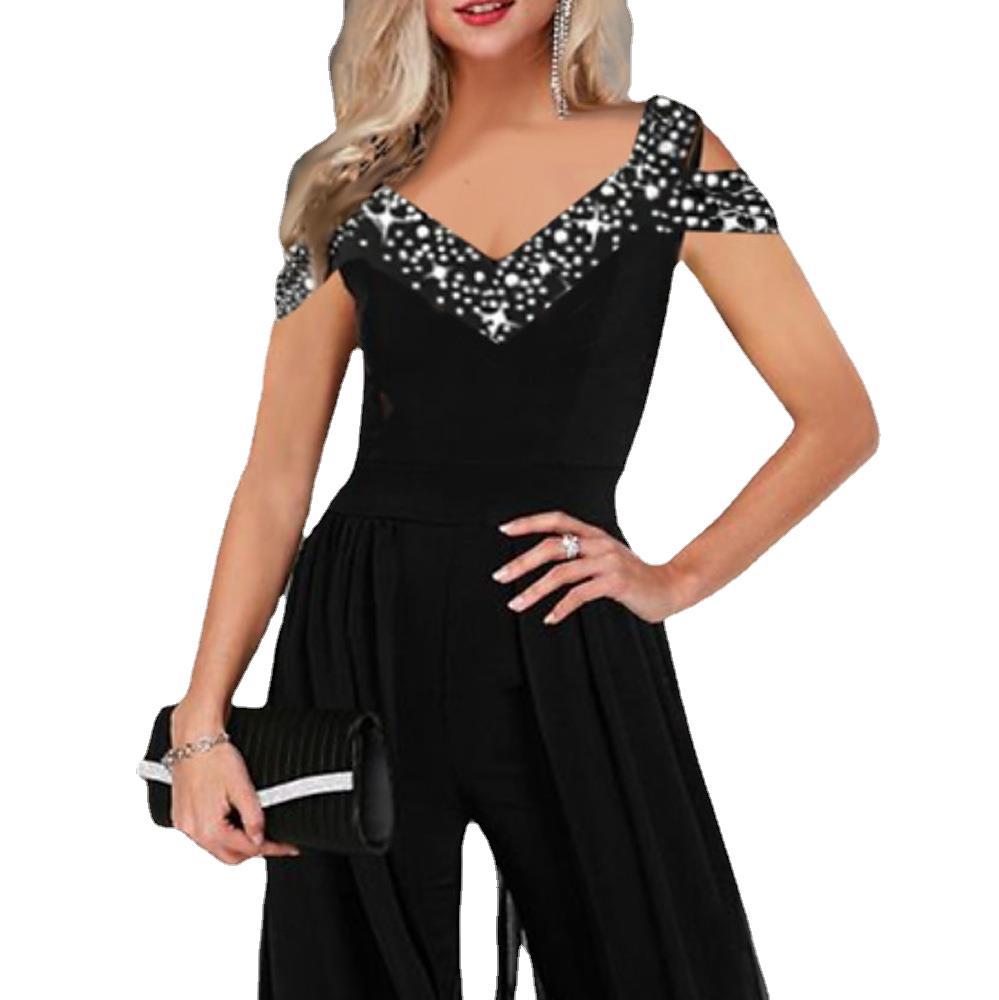 BamBam Summer Fashion Print V-Neck Strapless High Waist Jumpsuit For Women - BamBam Clothing