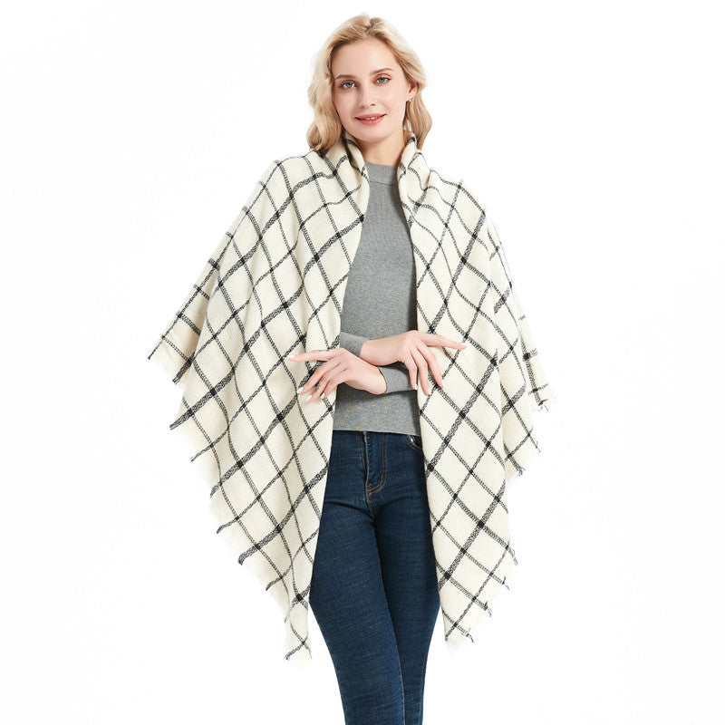 BamBam Autumn and winter imitation cashmere plaid square scarf scarf shawl - BamBam