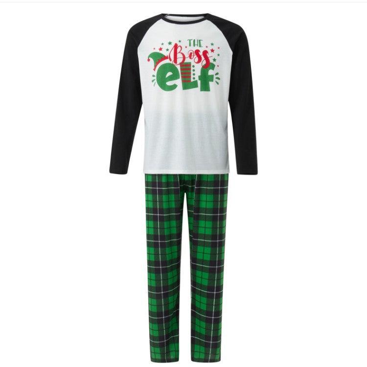 BamBam New Year's Parent-Child Family Outfits Spring And Autumn Letter Printed Christmas Pajamas Set For The Whole Family - BamBam