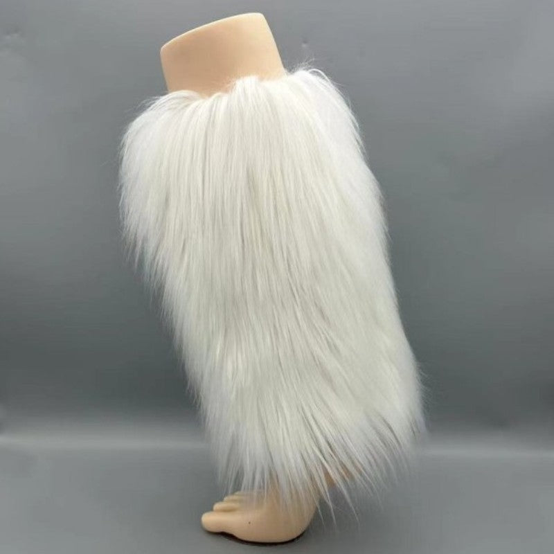 BamBam Autumn And Winter Imitation Wool Boot Covers Plush Socks Maxi Fur High Leggings Sleeves For Women - BamBam