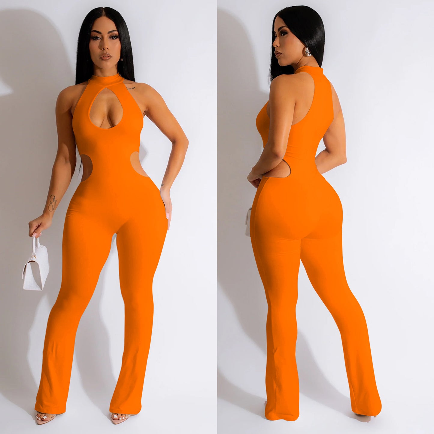 BamBam Women Solid Sexy Halter Neck Cutout Jumpsuit - BamBam Clothing