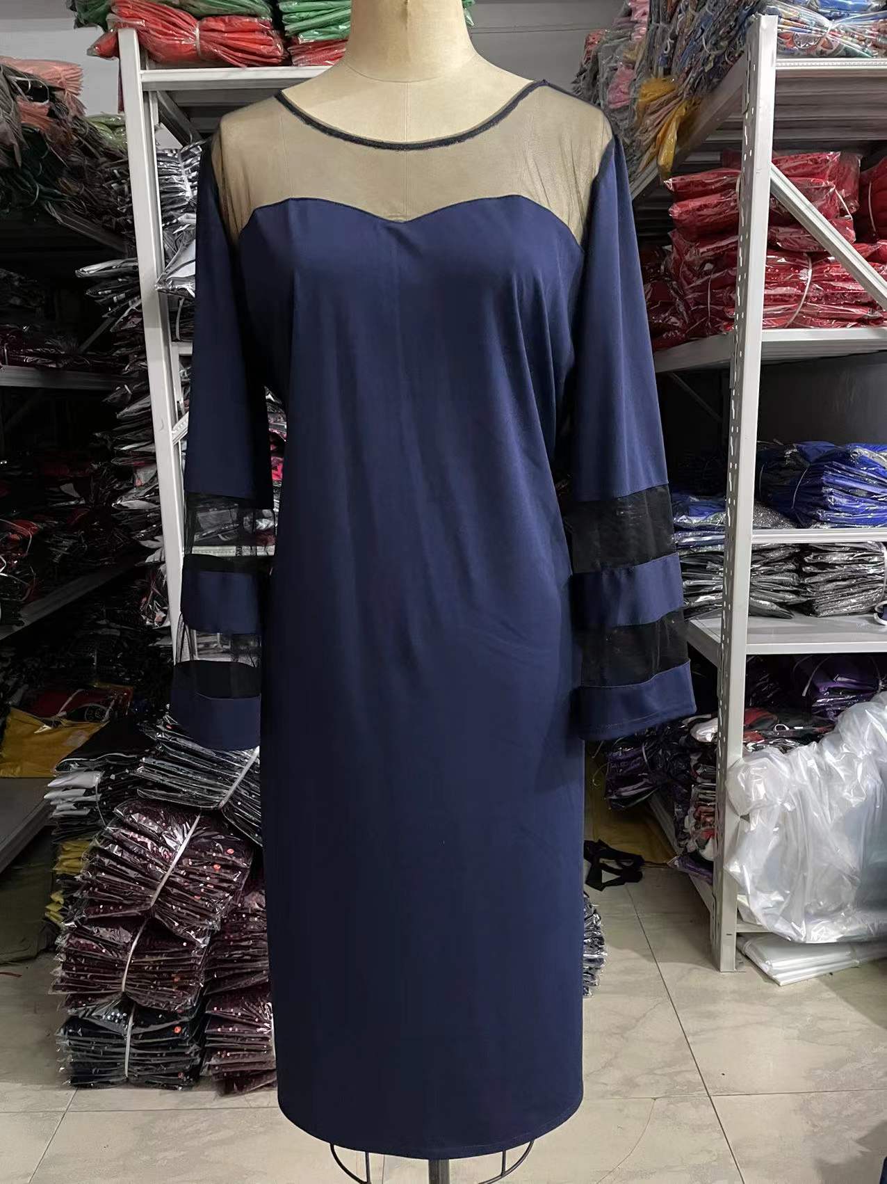 BamBam Plus Size Women mesh Patchwork Bodycon Dress - BamBam