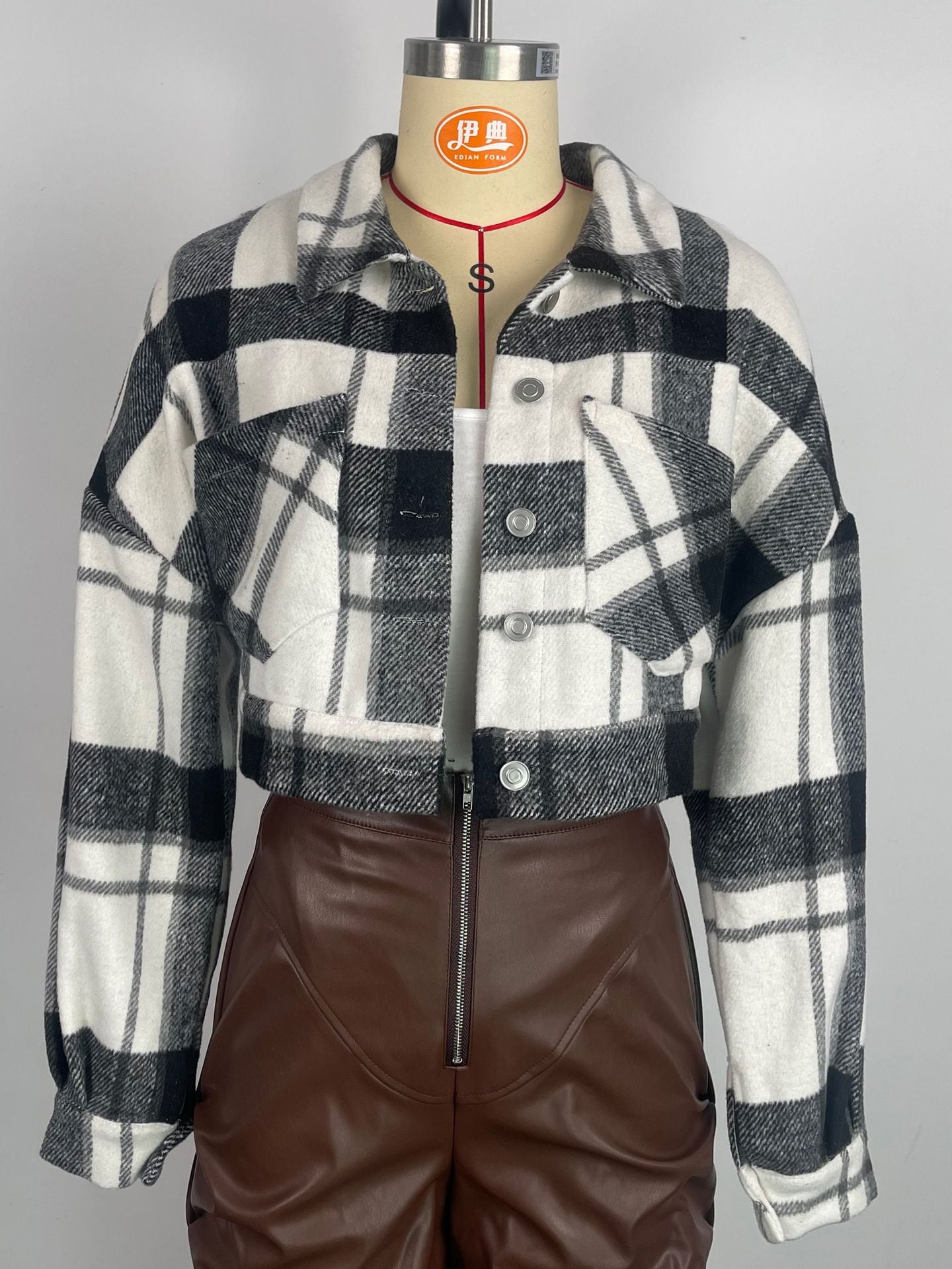 BamBam Women's Fashion Plaid Flannel Button Open Waist Jacket - BamBam